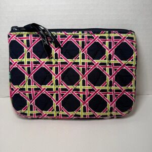 Vera Bradley Quilted Ribbons Print Zip Pouch Cosmetic Bag PVC Lined